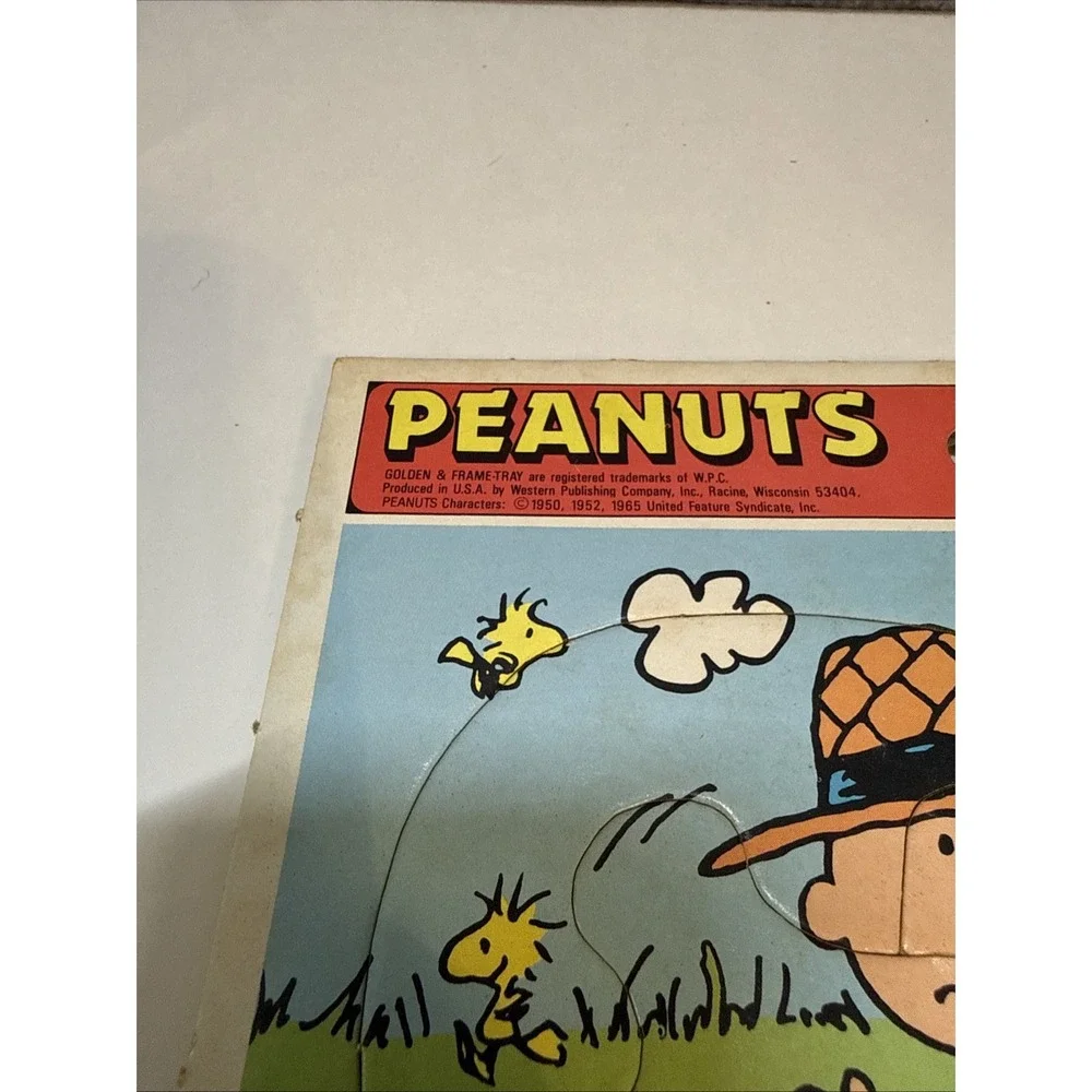 Peanuts Charlie Brown Puzzle Cardboard Frame Tray Vintage